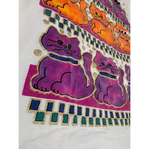 Vintage 1993 Fun Art by Lori B cat t-shirt with shoulder pads. - Picture 5 of 10